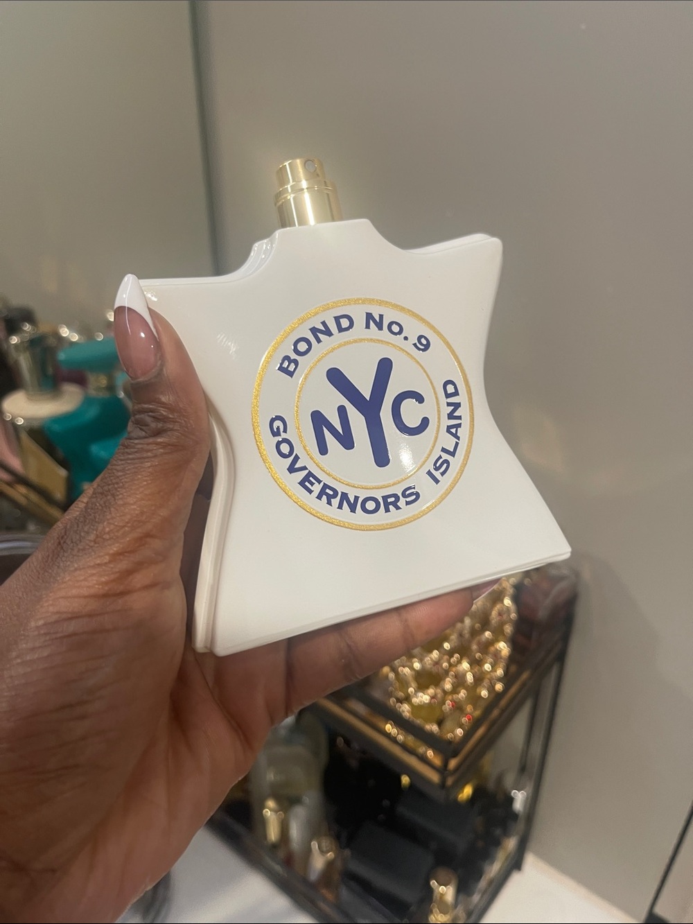 NYC Governors Island White Ceramic Bottle